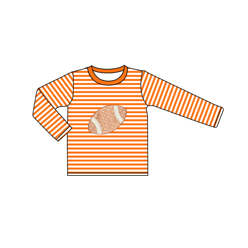 kids football sports game day orange stripes long sleeve top preorder