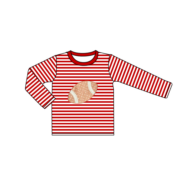 kids football sports game day red stripes long sleeve top preorder
