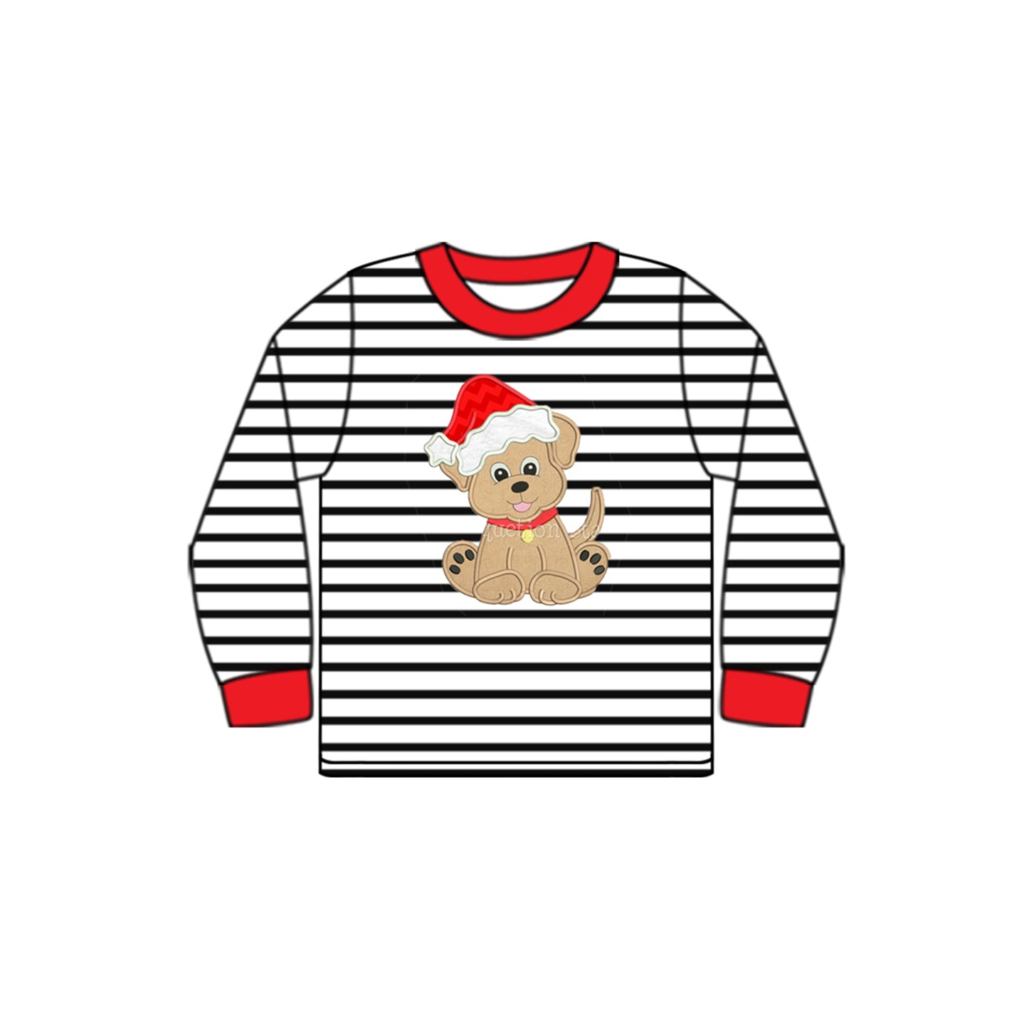 Christmas dog sanan hat long sleeve black stripes top preorder