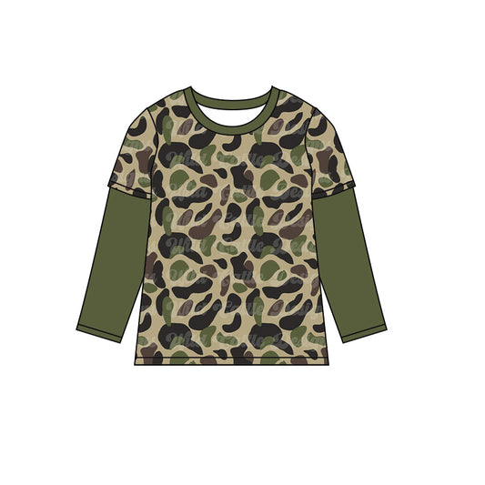 baby boy green camo long sleeve top preorder
