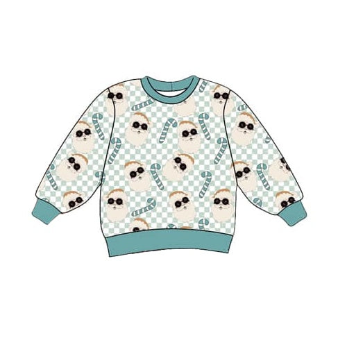 Christmas Santa Claus blue checkered top preorder