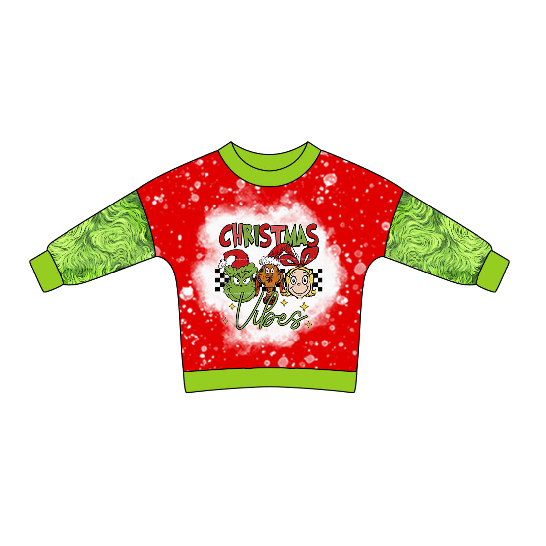 Christmas style green face long sleeve top preorder