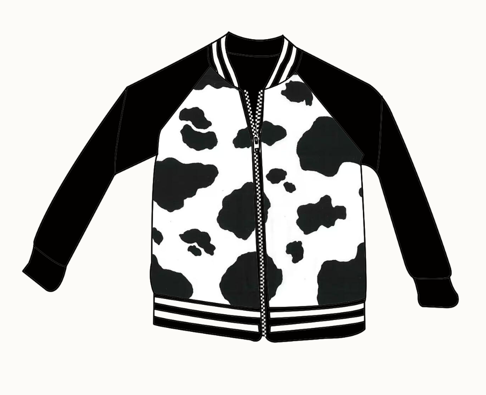 baby boy long sleeve black cowhide print spring fall coat preorder