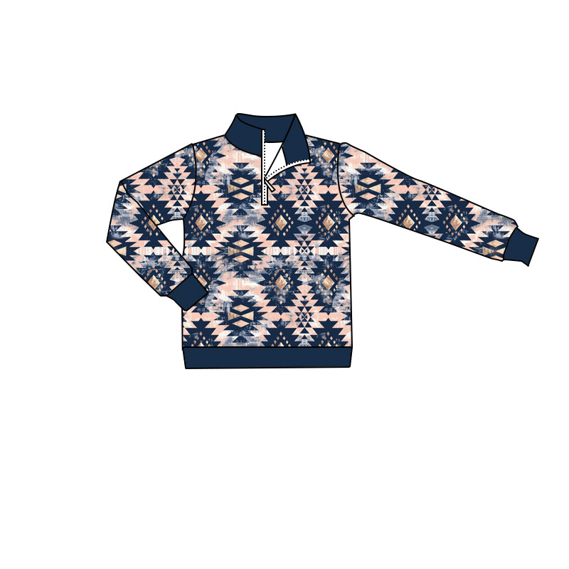 Western cowboy aztec long sleeve top preorder