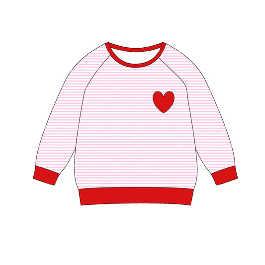 Infant baby girls Valentines day heart print stripes top preorder