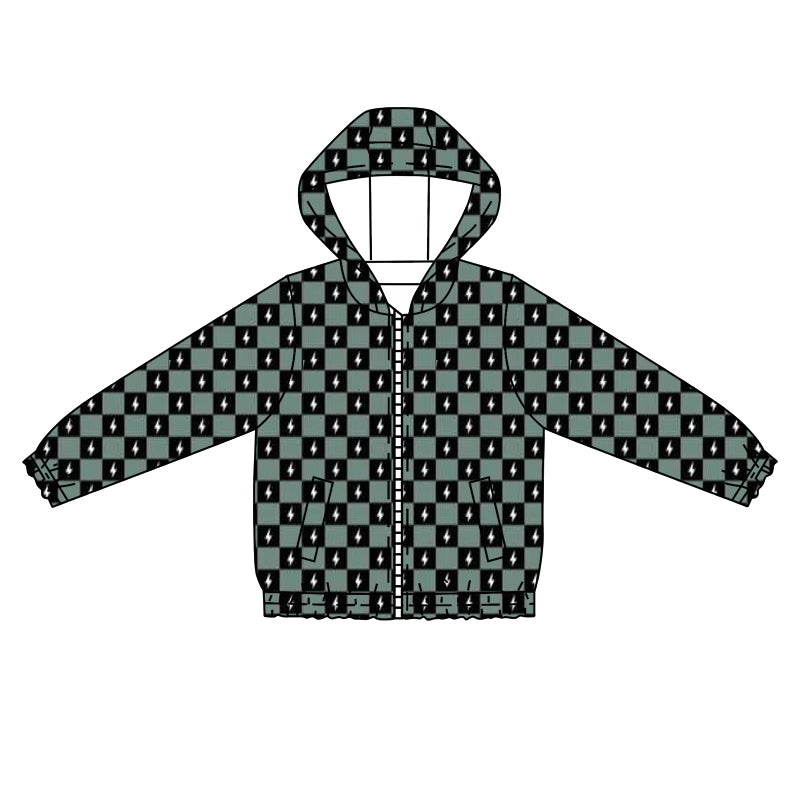 Infant baby boy flash checekred print Long Sleeve Hoodie Top Preorder
