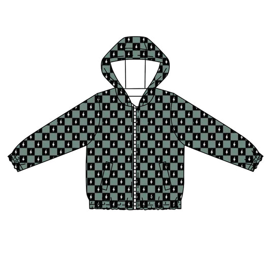 Infant baby boy flash checekred print Long Sleeve Hoodie Top Preorder