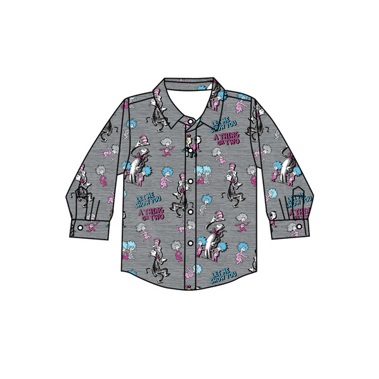 baby boy dr doctor print long sleeve button down shirt preorder