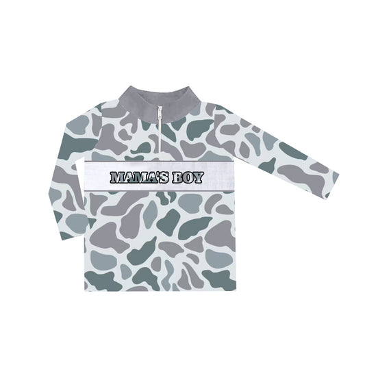 Mamas boy light grey camo long sleeve top preorder