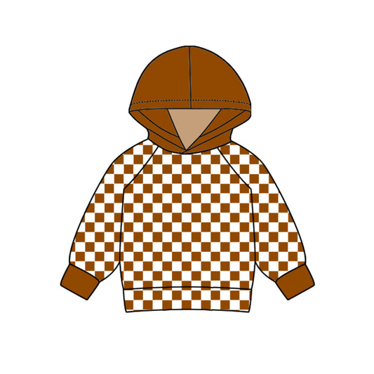Baby Boy Brown Checkered Long Sleeve Hoodie Pullover Preorder