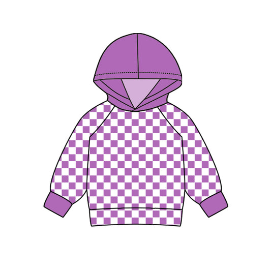 Baby Boy Lavender Checkered Long Sleeve Hoodie Pullover Preorder