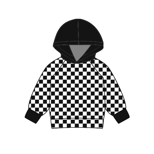 Baby Boy Black Checkered Long Sleeve Hoodie Pullover Preorder