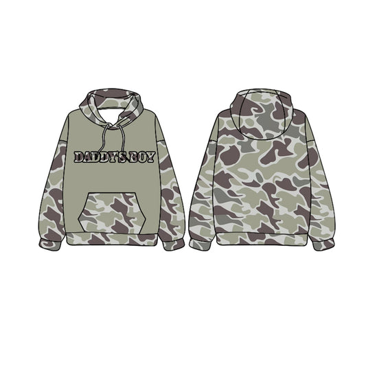 Daddys Boy Grey Camo Long Sleeve Hoodie Pullover Preorder