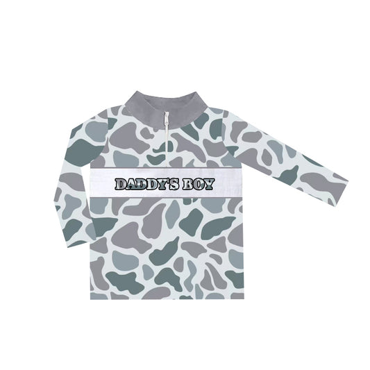 Daddys boy long sleeve light grey camo t-shirt top preorder