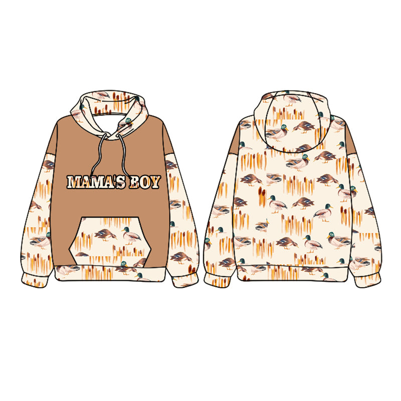 Mamas Boy Mallard Duck Long Sleeve Hoodie Top Preorder