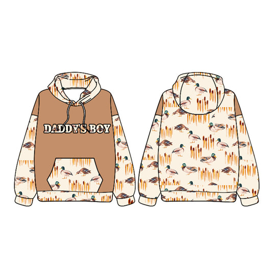 Daddys Boy Mallard Duck Long Sleeve Hoodie Top Preorder