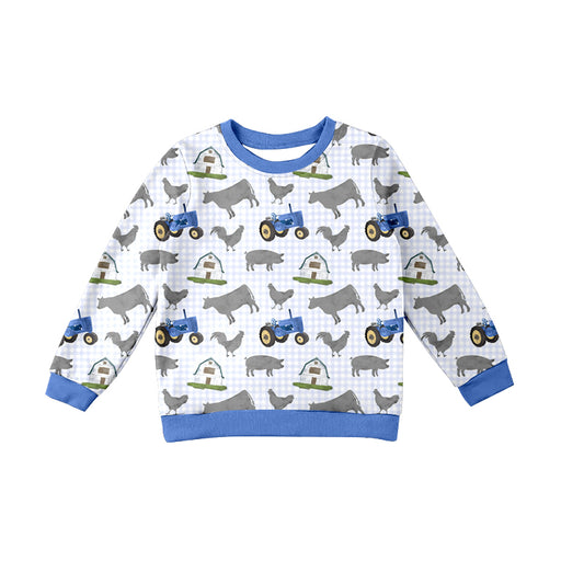 Baby boy long sleeve farm tractor animal print t-shirt top preorder