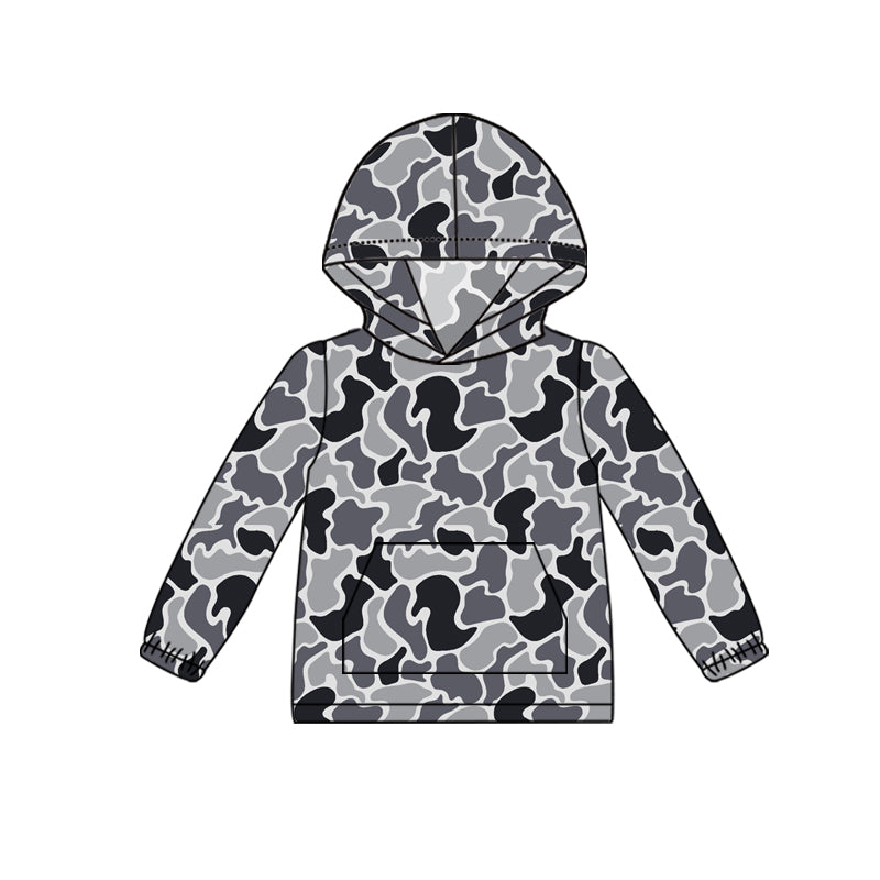 Baby boy grey camo long sleeve hoodie top preorder