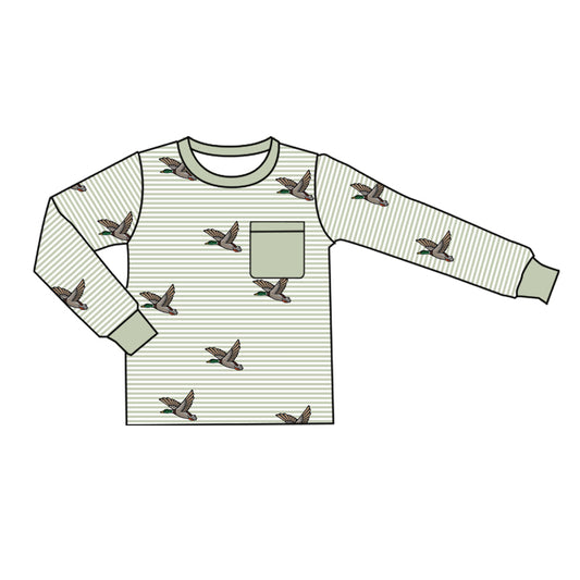 Baby Boy Mallard Duck Long Sleeve Stripes Top Preorder