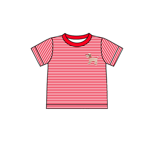 Puppy dog red stripes short sleeve t-shirt top preorder