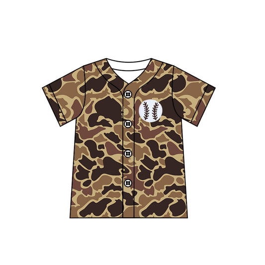 Brown camo baseball baby boy short sleeve t-shirt top preorder