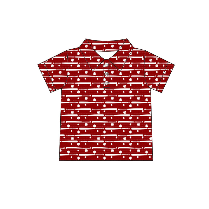 Baby boy baseball short sleeve t-shirt red top preorder