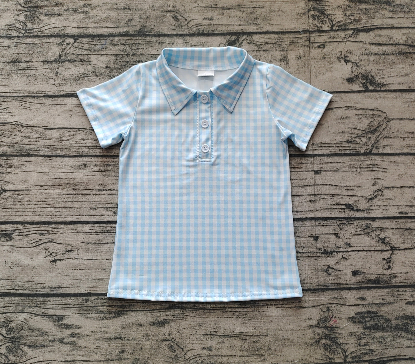 Toddle baby boy blue plaid short sleeve t-shirt top preorder