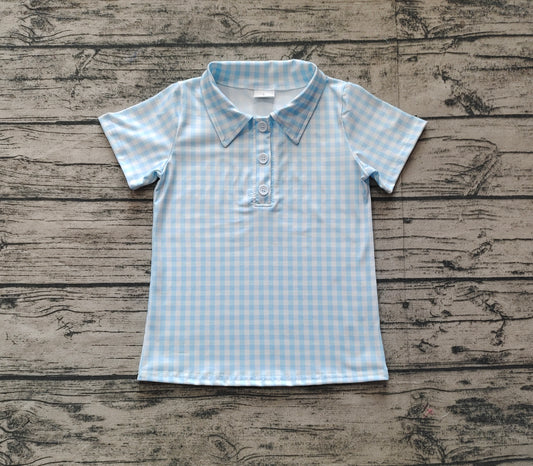 Toddle baby boy blue plaid short sleeve t-shirt top preorder