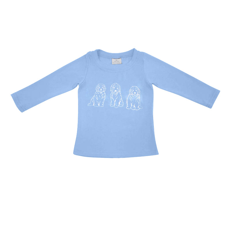 Cute puppy dog kids long sleeve blue tshirt preorder