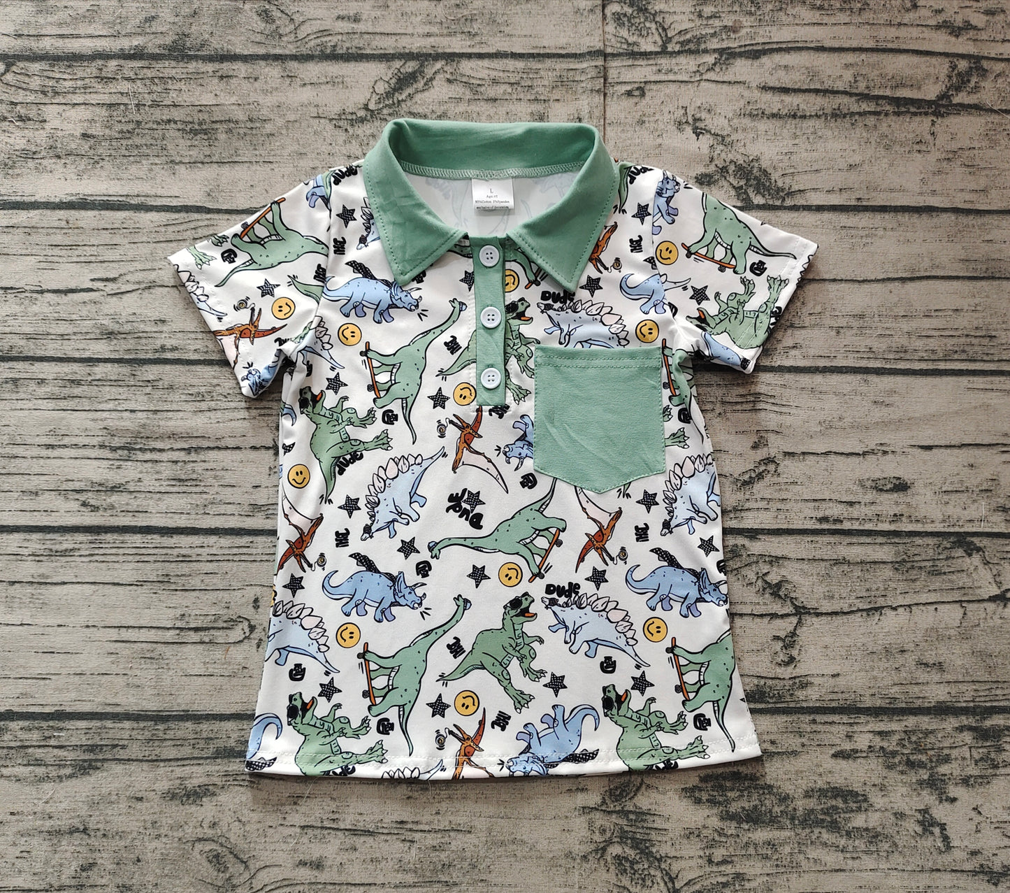 Dinosaur print baby boy short sleeve t-shirt top preorder