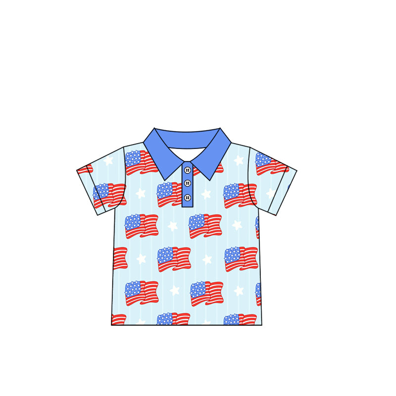 American flag July 4th baby boy short sleeve t-shirt top preorder