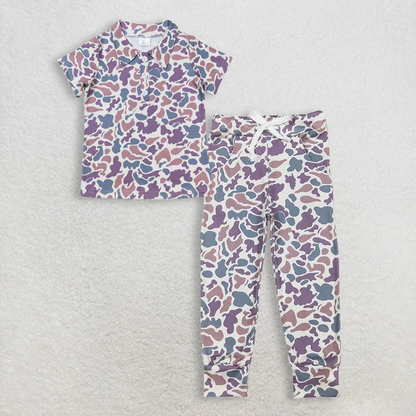 Camo pullover top matching pants boy summer outfit