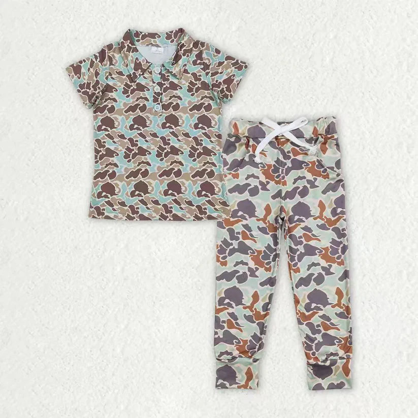 Camo pullover top matching pants boy summer outfit