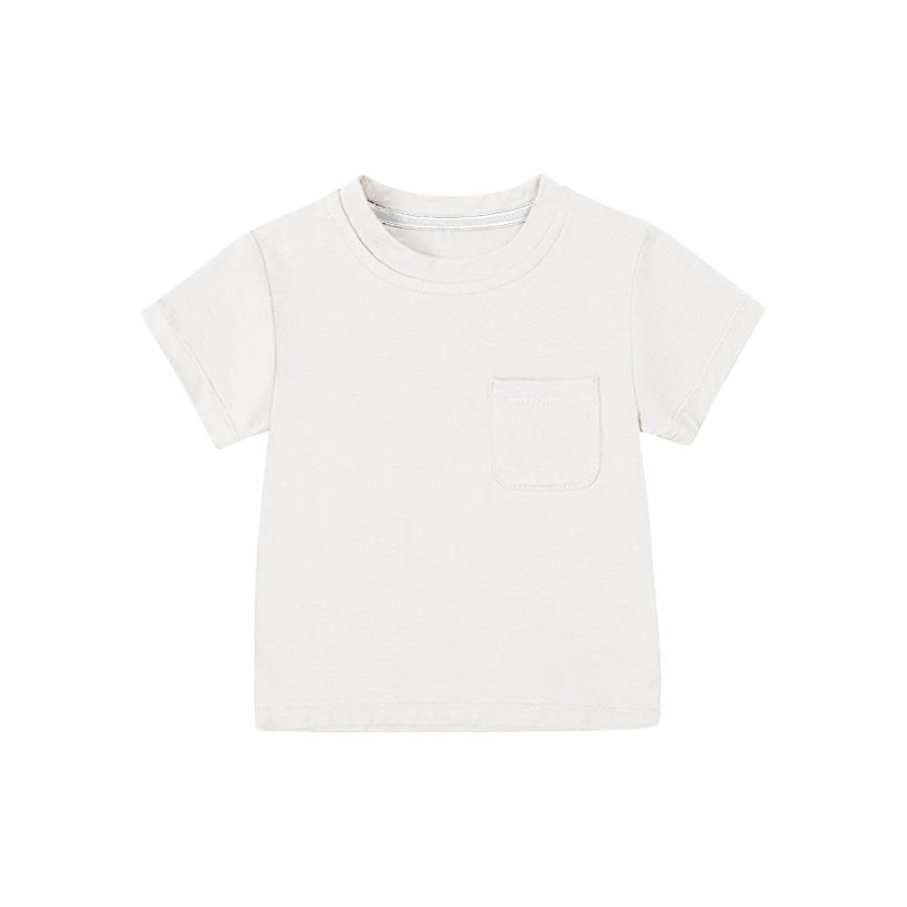 Toddle baby boy white pocket top  preorder
