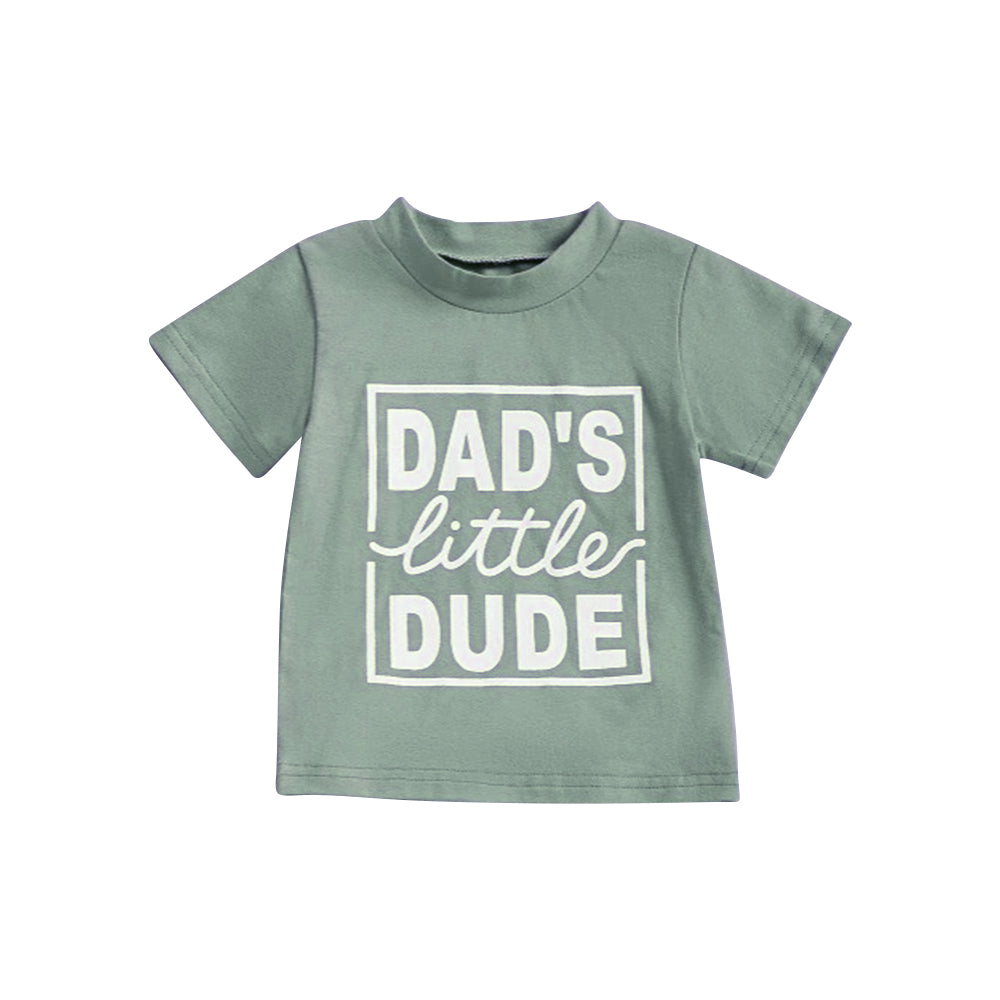 Dads little dude boy summer green top  preorder