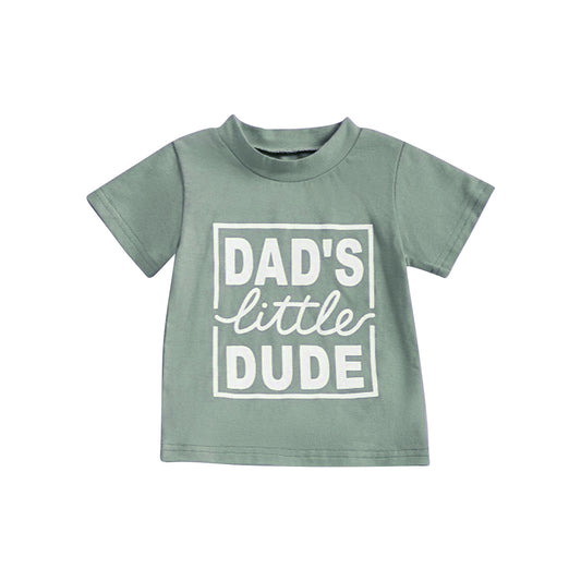 Dads little dude boy summer green top  preorder