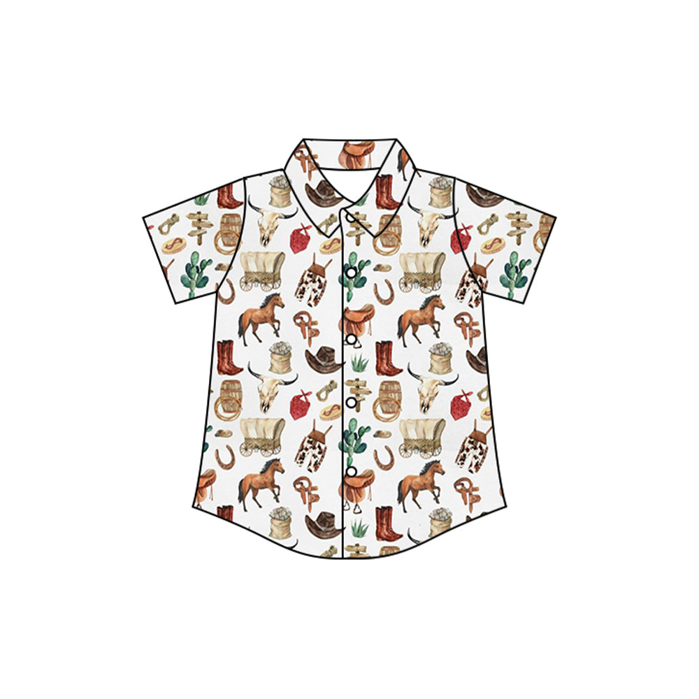 Western cowboy short sleeve button down shirt preorder