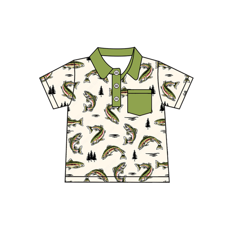 Fish design baby boy short sleeve polo t shirt preorder