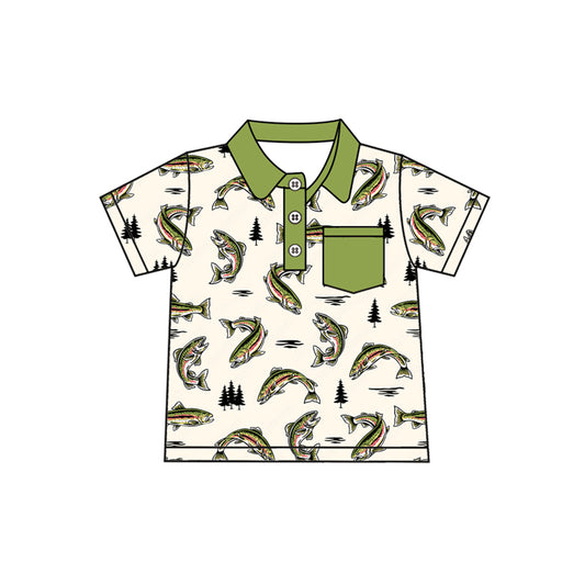 Fish design baby boy short sleeve polo t shirt preorder