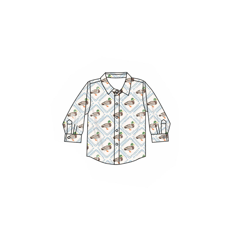 Baby boy mallard duck long sleeve button down shirt preorder