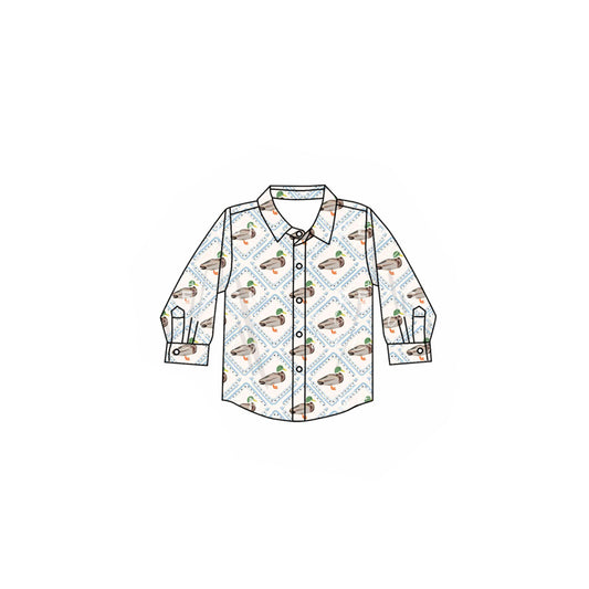 Baby boy mallard duck long sleeve button down shirt preorder