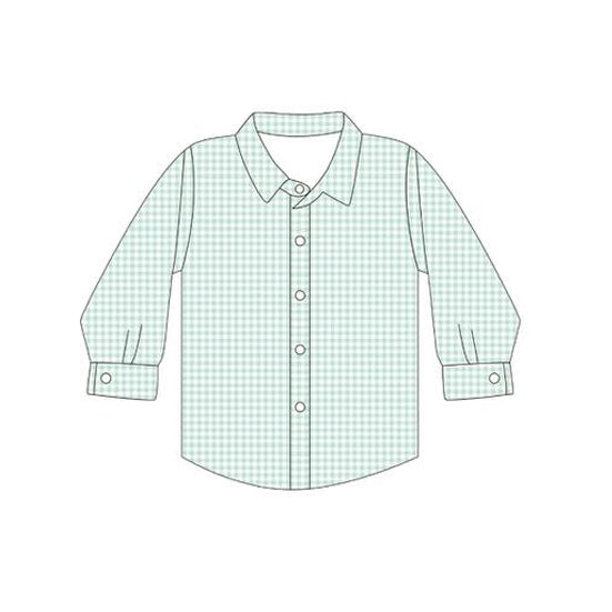 Baby boy green plaid long sleeve button shirt shirt preorder