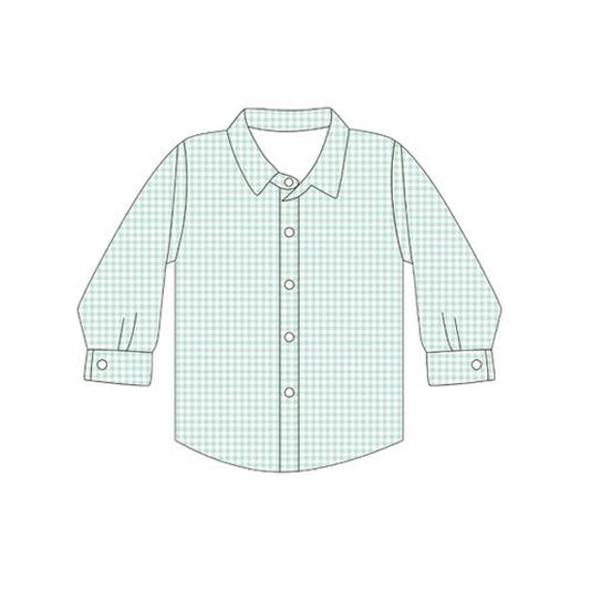 Baby boy green plaid long sleeve button shirt shirt preorder