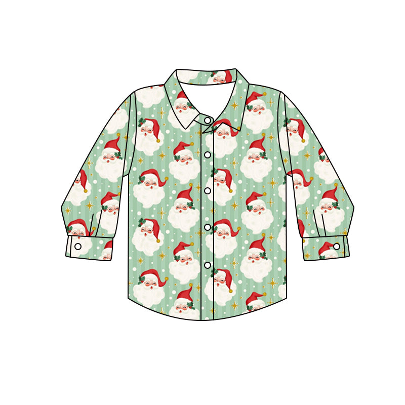 Christmas santa claus long sleeve button t-shirt preorder