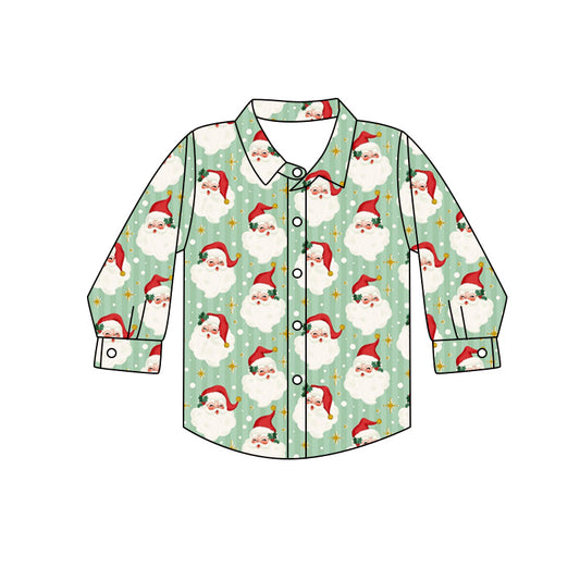 Christmas santa claus long sleeve button t-shirt preorder