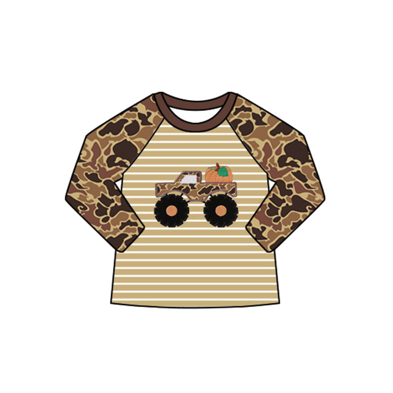 Baby boy long sleeve Pumpkin truck camo t-shirt top preorder