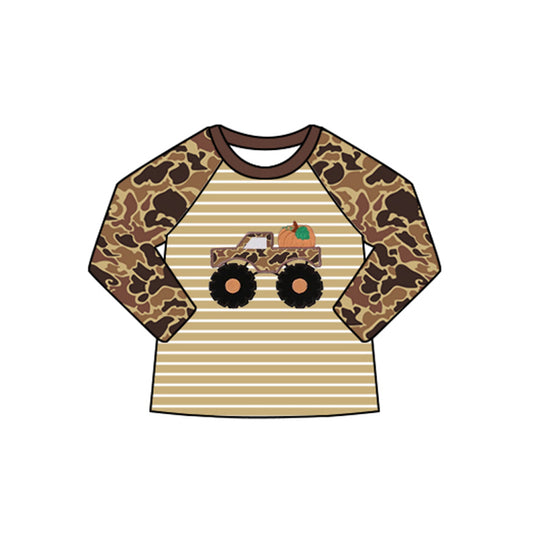 Baby boy long sleeve Pumpkin truck camo t-shirt top preorder