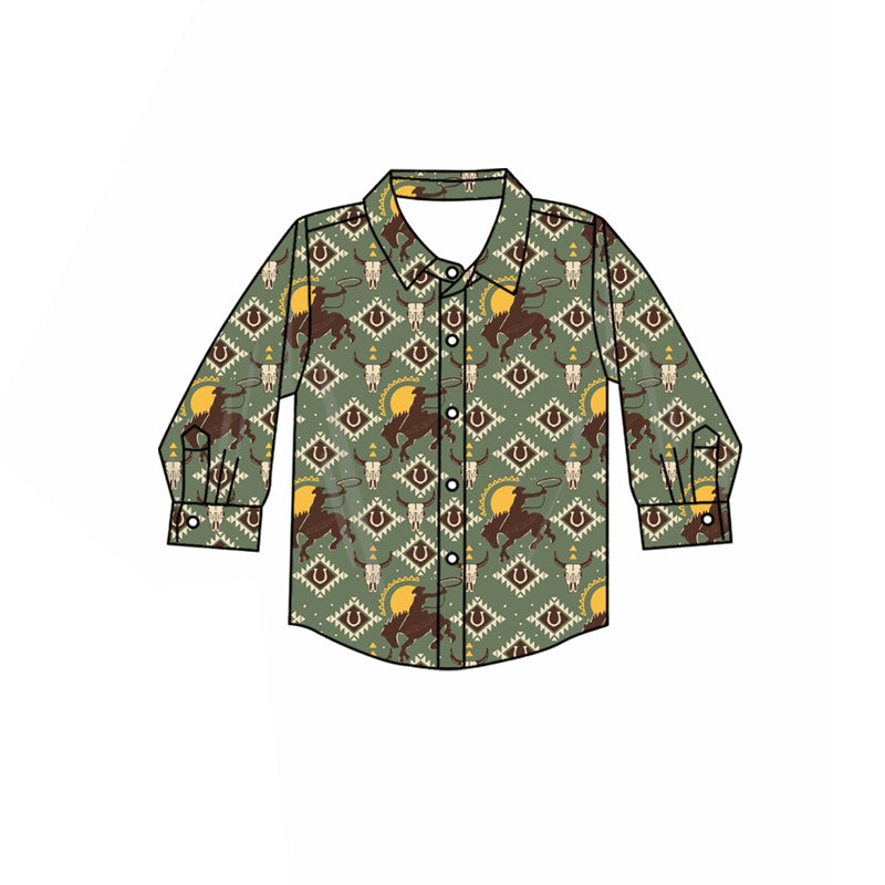 Baby boy long sleeve western aztec t-shirt top preorder