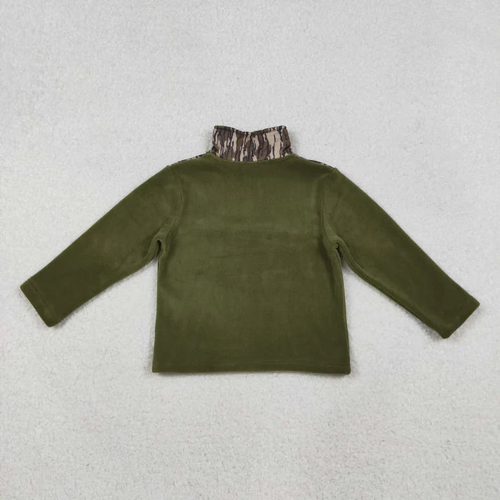 Baby boy brown camo long sleeve zip pullover top