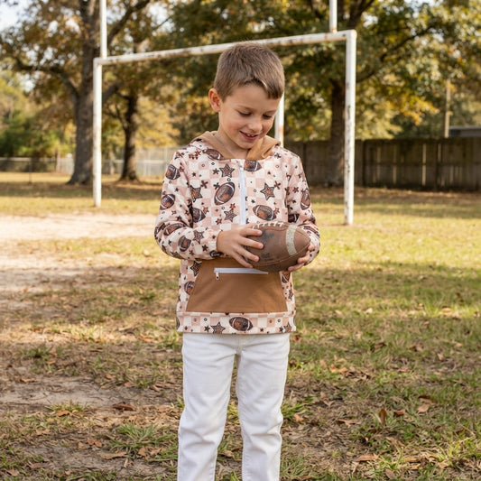 Football design boy long sleeve hoodie top